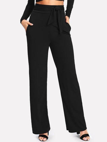 Self Tie Wide Leg Pants - takostyle