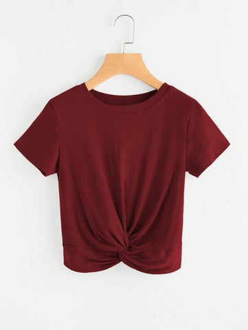 Twisted Front Crop T-shirt - takostyle