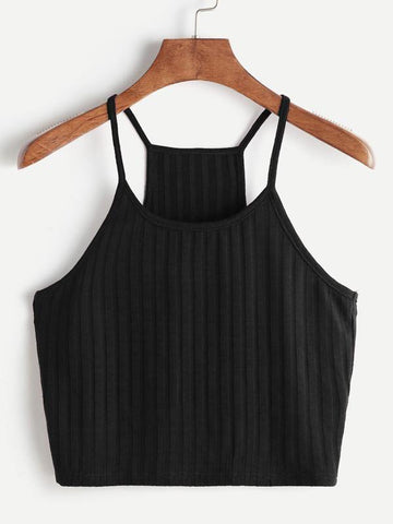 Ribbed Racerback Cropped Cami Top - takostyle
