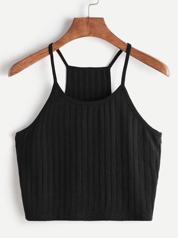 Ribbed Racerback Cropped Cami Top - takostyle