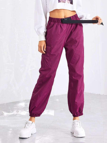 Pocket Side Drawstring Waist Utility Pants - takostyle