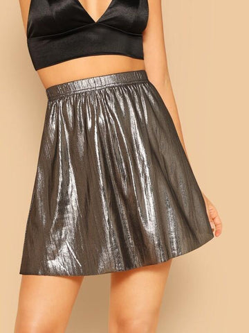 Metallic Flare Skirt - takostyle