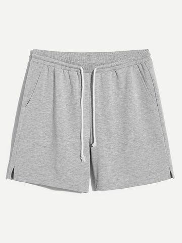 Men Slit Hem Marled Drawstring Shorts