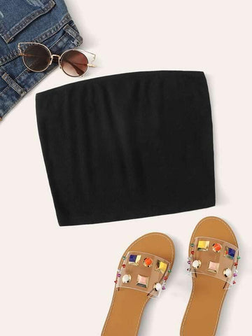 Ribbed Cropped Tube Top - takostyle