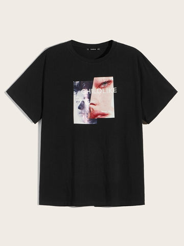 Men Figure and Letter Graphic Tee