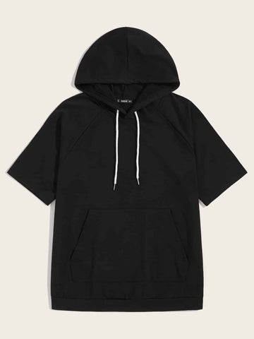 Men Raglan Sleeve Drawstring Hoodie