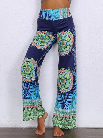 Joyfunear Wide Waistband Tribal Print Pants - takostyle