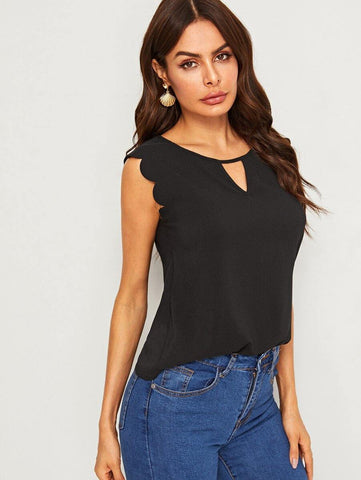 Scalloped Front Cutout Top - takostyle