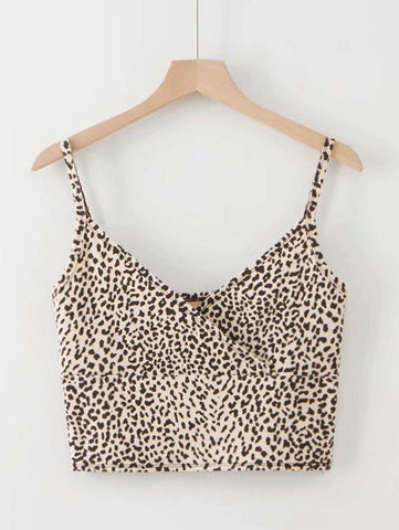 Leopard Print Surplice Cami Top - takostyle