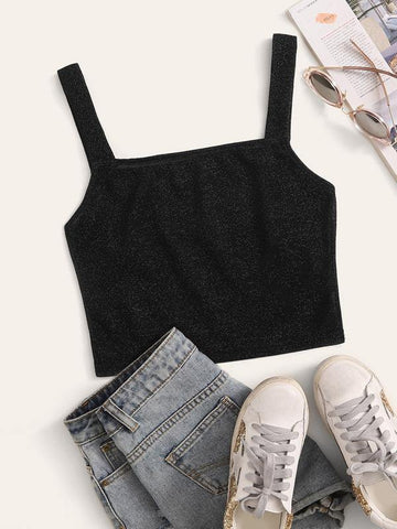 Fitted Glitter Crop Top - takostyle