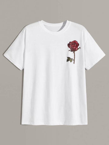 Men Rose Print Tee