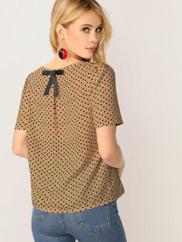 Bow Back Heart Print Top - takostyle