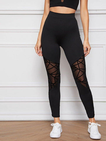 Sheer Geo Mesh Insert Leggings - takostyle
