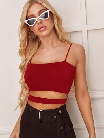 Cutout Cropped Cami Top - takostyle