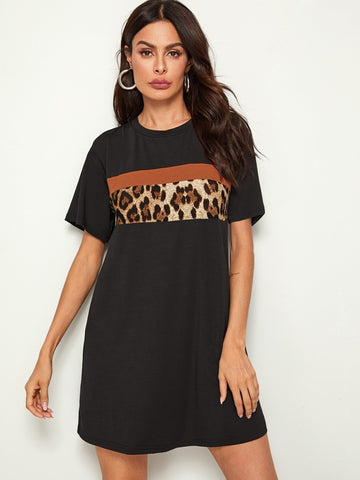Leopard Print Tee Dress