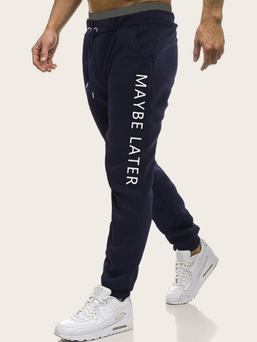 Men Letter Graphic Waist Drawstring Sweatpants