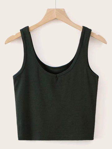 Solid Basic Cropped Tank Top - takostyle