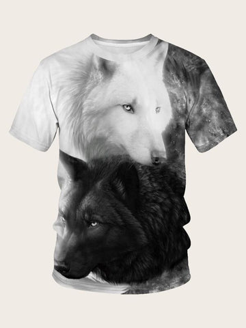 Men Wolf Print Tee