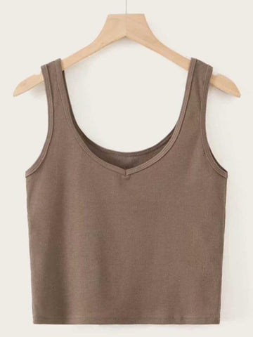 Solid Basic Cropped Tank Top - takostyle