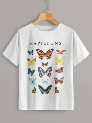 Papillons Butterfly Graphic Tee - takostyle