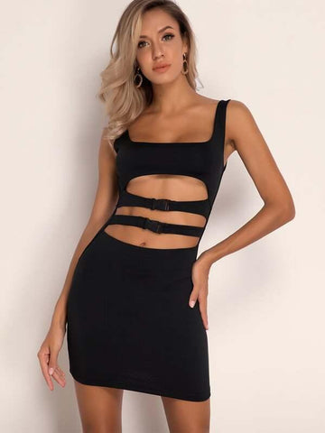 Joyfunear Cut-out Front Bodycon Dress - takostyle