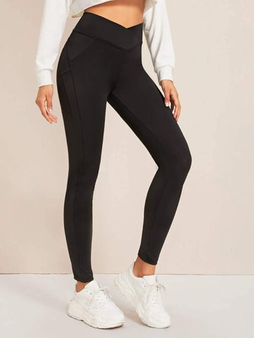 Solid High Rise Skinny Leggings - takostyle
