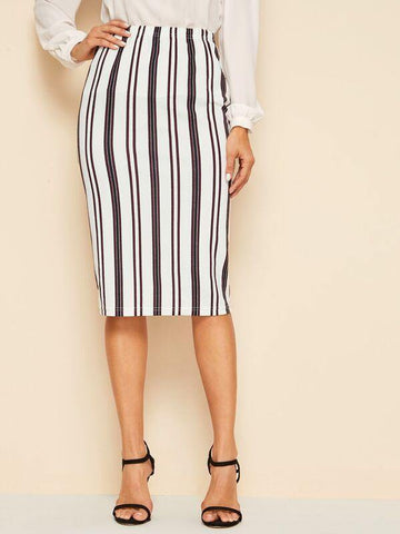 Striped Pencil Skirt - takostyle