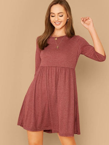 Heather Knit Tee Dress - takostyle