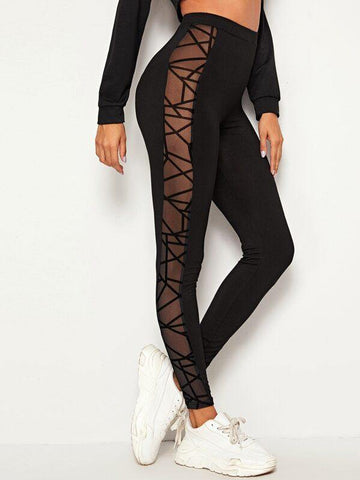 Geo Mesh Insert Leggings - takostyle