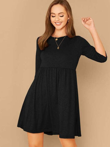 Heather Knit Flare Tee Dress - takostyle