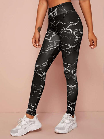 Wide Band Waist All Over Print Leggings - takostyle
