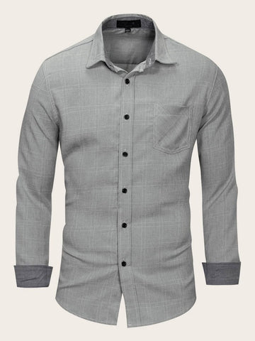 Men Plaid Button Through Shirt