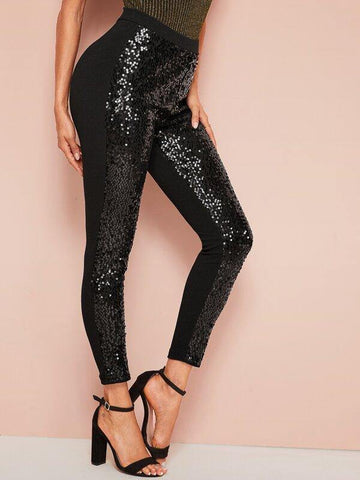 Sequin Crop Skinny Pants - takostyle