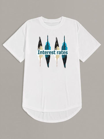 Men Feather & Letter Graphic Tee