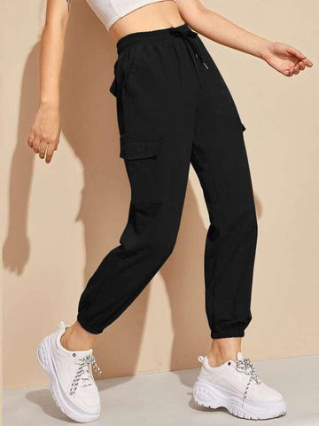High-Rise Drawstring Cargo Joggers - takostyle