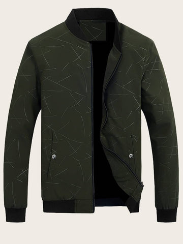 Men Geo Print Zip Up Bomber Jacket