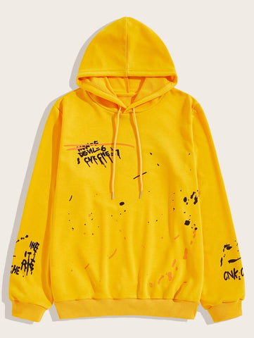 Men Letter Graphic Drawstring Hoodie