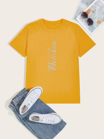 Men Luminous Slogan Graphic Tee