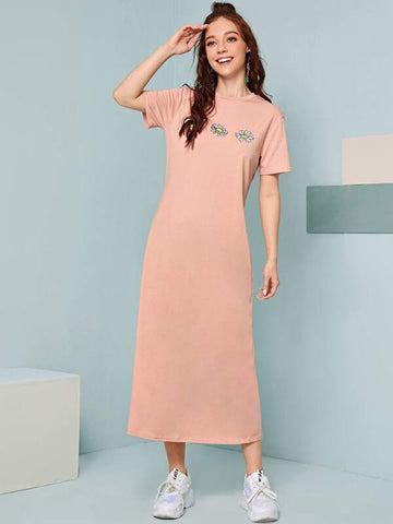 Daisy Print Short Sleeve Tee Dress