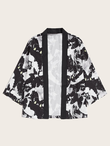 Men Splatter Paint Print Kimono