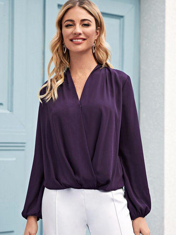 Surplice Wrap Solid Top - takostyle
