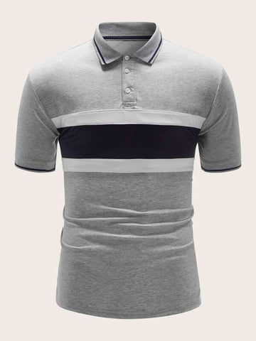 Men Contrast Panel Polo Shirt