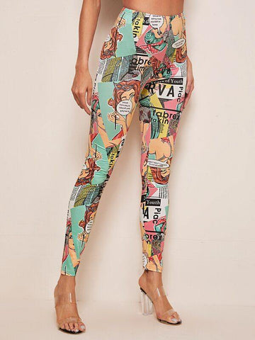 Pop Art Print Leggings - takostyle