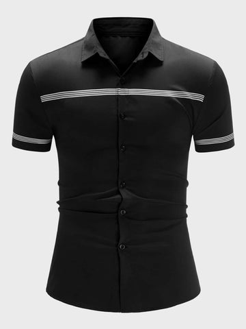 Men Stripe Button Up Shirt