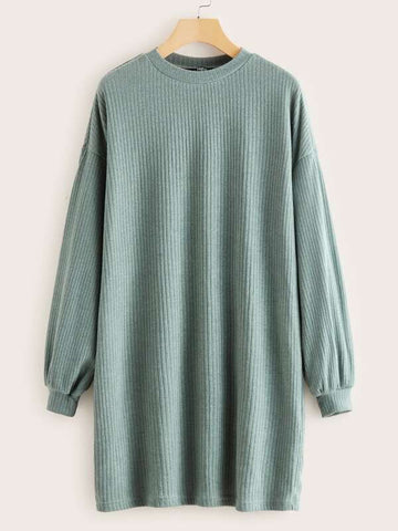 Drop Shoulder Rib-knit Tee Dress