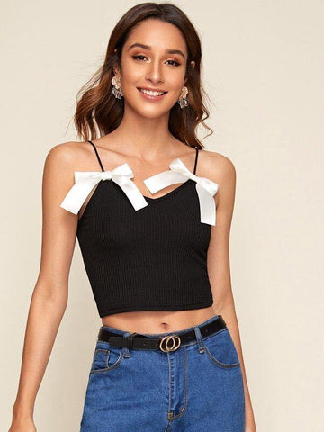 Bow Front Crop Cami Top - takostyle