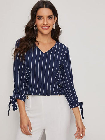 Knot Cuff Striped Top - takostyle
