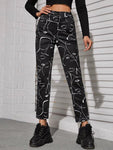 Abstract Figure Print Tapered Pants - takostyle