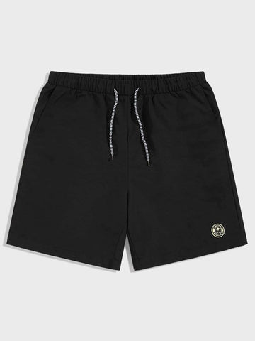 Men Patched Detail Drawstring Waist Athletic Shorts