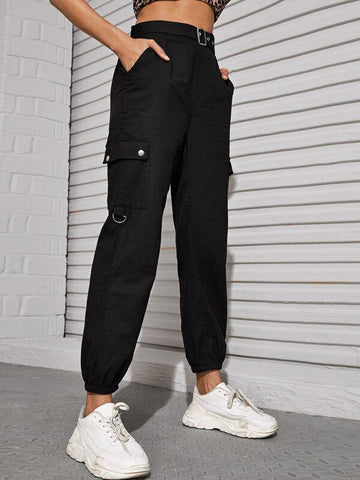 Self Tie Flap Pocket Cargo Pants - takostyle